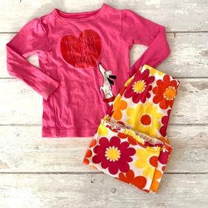 Carters 12m Baby Girl Pajama Set Toddler Kids Pjs Flower Print Pants Pink Top